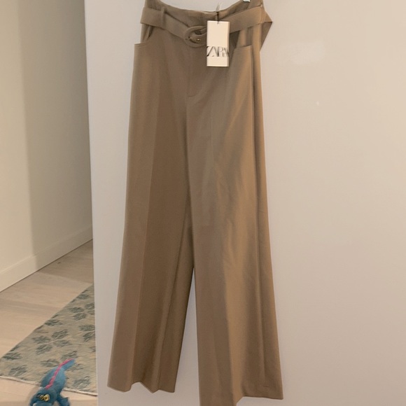 BNWT ZARA TAN BELTED PANTS/ S❤️ - Picture 8 of 8